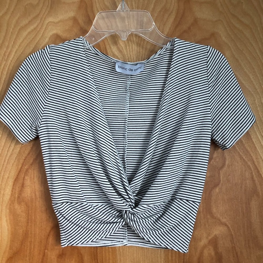 NEW! Blanc de Blanc V Neck Twist Front Crop Top